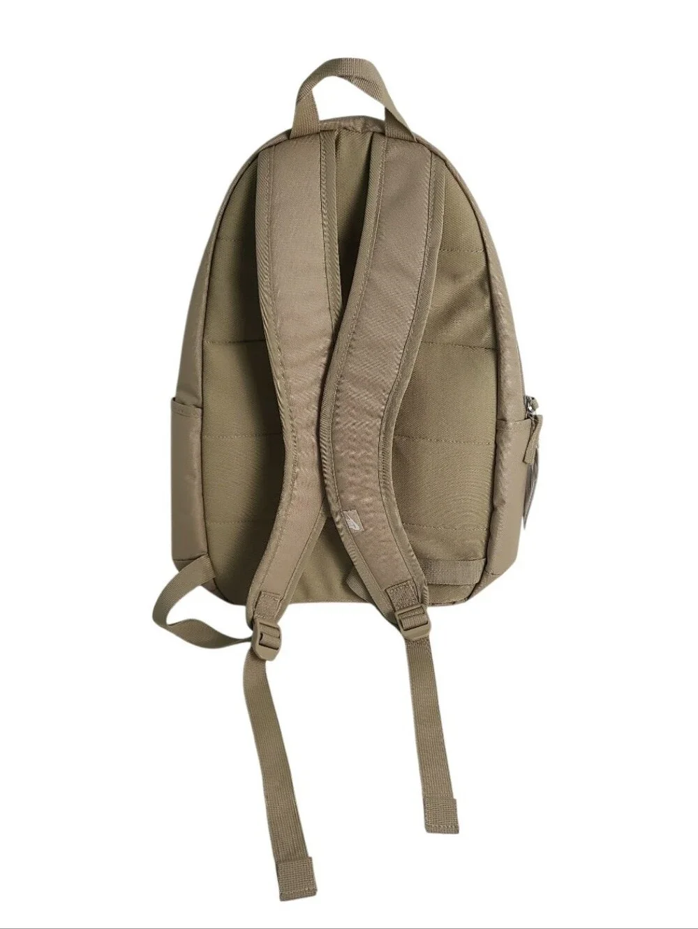 NWT NIKE Mulriple Zip Compartment Pockets Backpack Tan Beige with White Logo